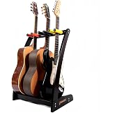 Miwayer Guitar Stand for Multiple Guitars(3 Guitar, 5 Electric or Bass), Guitar Stands Wooden for Acoustic, Electric, Bass Guitars and Cases, Floor Bamboo Guitar Rack Display (Ebony Color(5 holder))