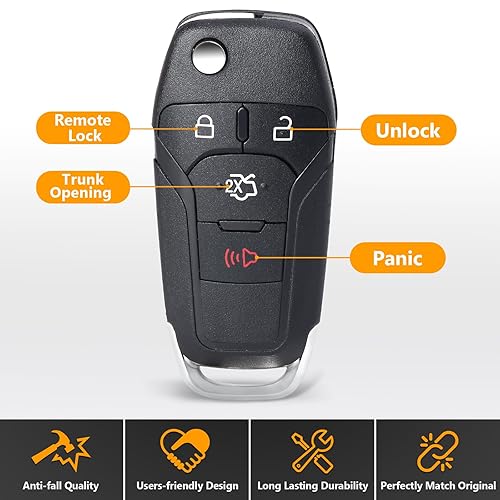 Key Fob Programming Tool 2x For 2013 2014 2015 2016 Ford Fusion Keyless Entry Car Remote Flip Key Fob EBa Key Replacement - Foto 3