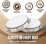 Flexzion Wood Handheld Tambourine 6-Inch Double Row 8-Pair Jingles view 3