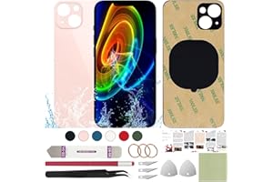 ReuWeu Rear Back Glass Cover Replacement Compatible with iPhone 13 6.1" + Professional Tools (Pink)