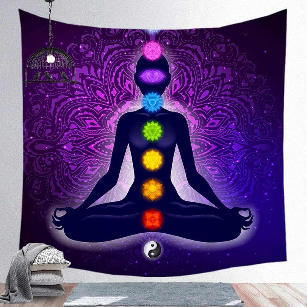 no btand Buddha Statue Meditation Chakra Tapestry Wall Hanging Mandala Tapestries Wall Cloth Psychedelic Yoga Carpet Boho Decor200*150
