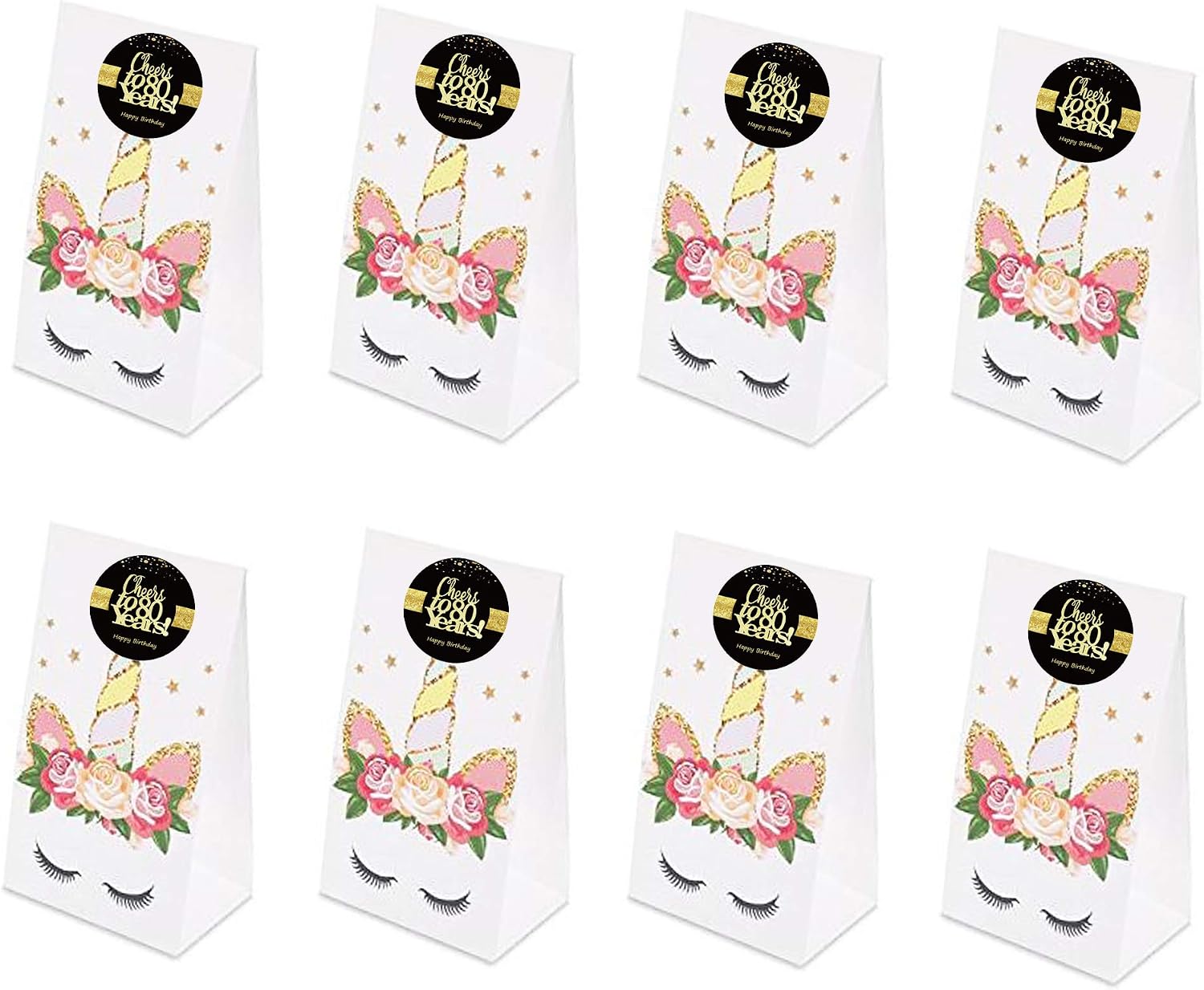 Sumerk 48 PCS Cheers to 80 Years Birthday Stickers - Large Bottle Stickers, 80th Birthday Seals, 2 INCHES Round Party Favors - Image 5