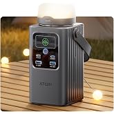 ATGIH Camping Portable Power Station 198.4 Wh (62000mAh), [Top Safety] Fast Charging Power Bank with LiFePO4 Battery, Small Generator with Detachable Light for Travel Home Backup Outdoor Emergency