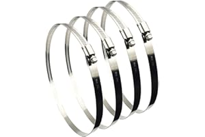 EesTeck 4Pcs 8" Adjustable 304 Stainless Steel Duct Clamps Hose Clamp Pipe Clamp Air Ducting Clamp Worm Drive Hose Clamps (19