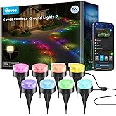 Govee Outdoor Ground Lights 2, 100ft Outdoor Lights for Patio, 30 Pack RGBIC Pathway Lights with 100LM Warm White, IP67 Water