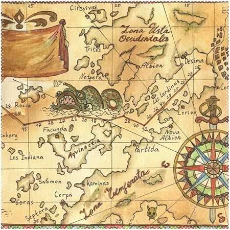 Tovagliette All Americana Con Mappa Del Tesoro Dei Pirati 30 5 X 30 5 Cm Un Pezzo Resistente Al Calore Antiscivolo Per Tavolo Da Pranzo Poliestere E Misto Poliestere Image 1043 12x12x1 In Amazon It Casa E