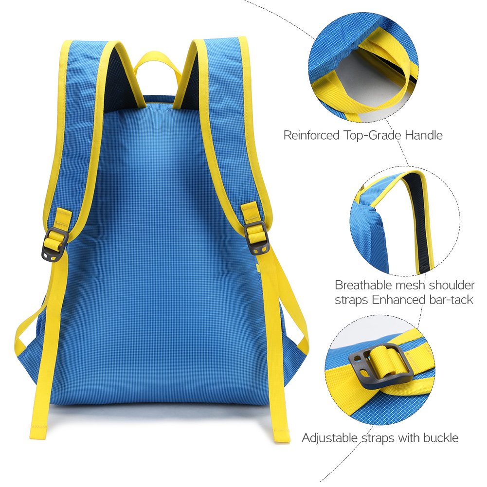 CAMEL CROWN Hiking Daypacks 25L Lightweight Packable Durable Travel Hiking Backpack Camping Outdoor Water Resistant Bookbags(Blue)