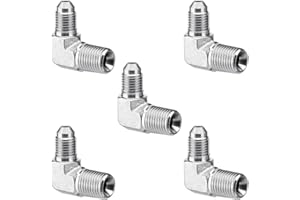 Racewill 5 Pack 90 Degree Elbow Hydraulic Adapter Fittings: 1/4" JIC Male x 1/4" NPT Male, with Protection Cover Hydraulic Hose Crimp Connectors