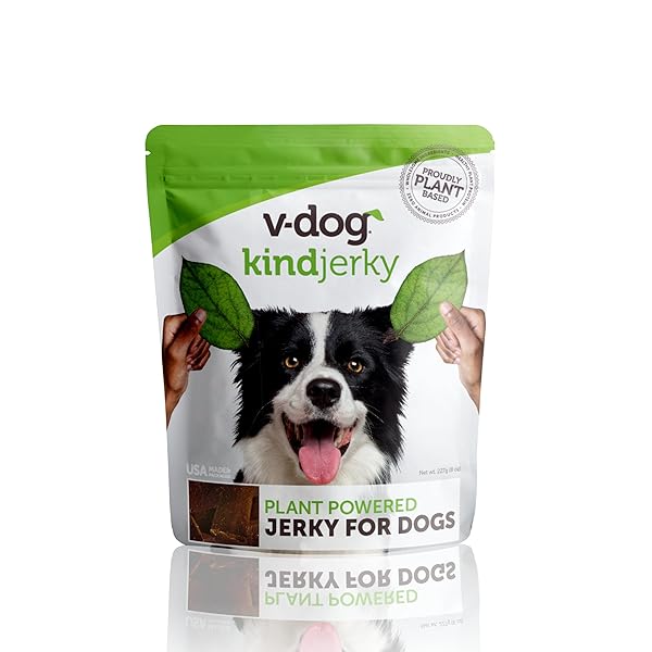 V-DOG KIND JERKY – 100% VEGAN JERKY DOG TREATS – PLANT BASED PROTEIN AND SUPERFOODS – 8 OUNCE – ALL NATURAL – MADE IN THE USA