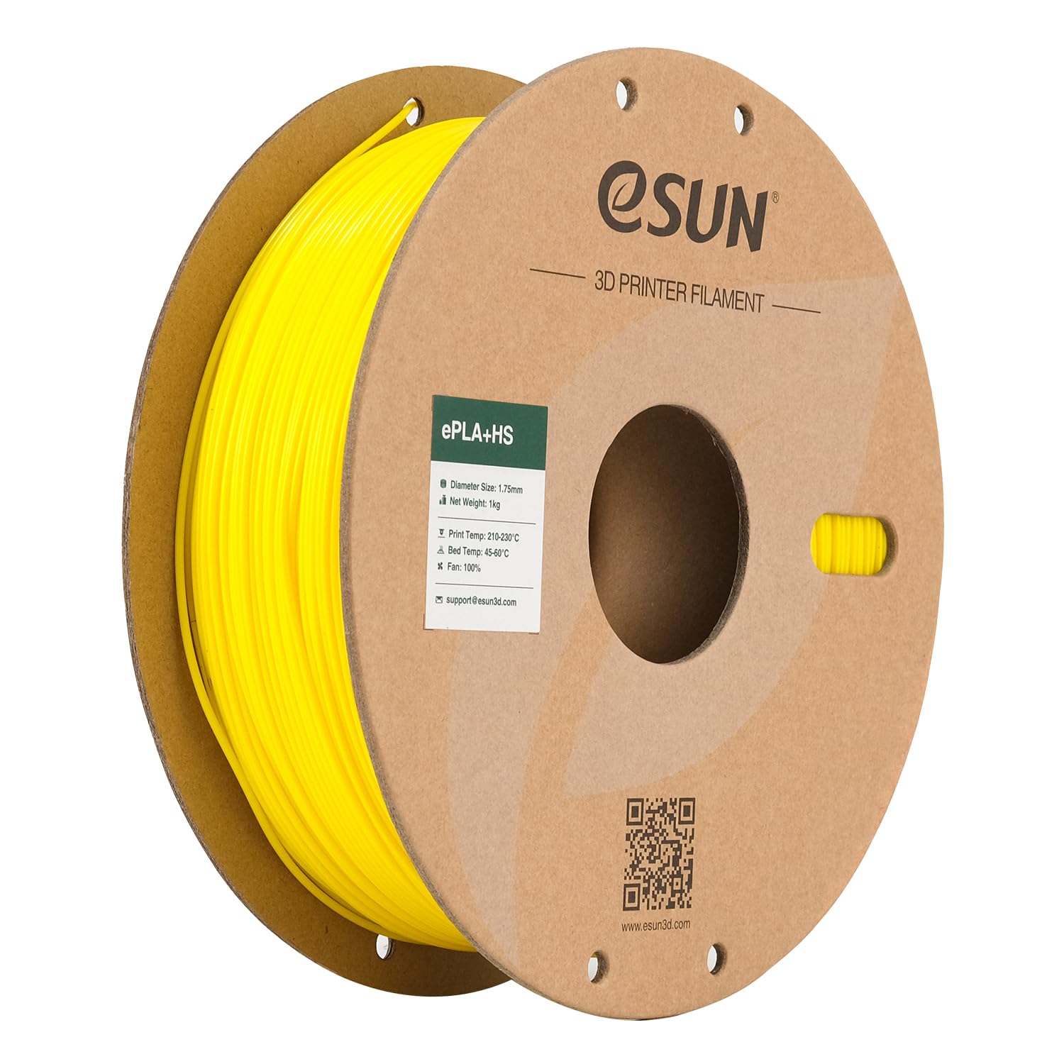 eSUN PLA+ Filament 1.75mm, PLA+HS Hochgeschwindigkeitsdruck 3D Drucker Filament Maßgenauigkeit +/- 0.03mm, 1KG Spule (2.2 LBS) Speedy PLA Plus Filament für High Speed Drucker,Gelb
