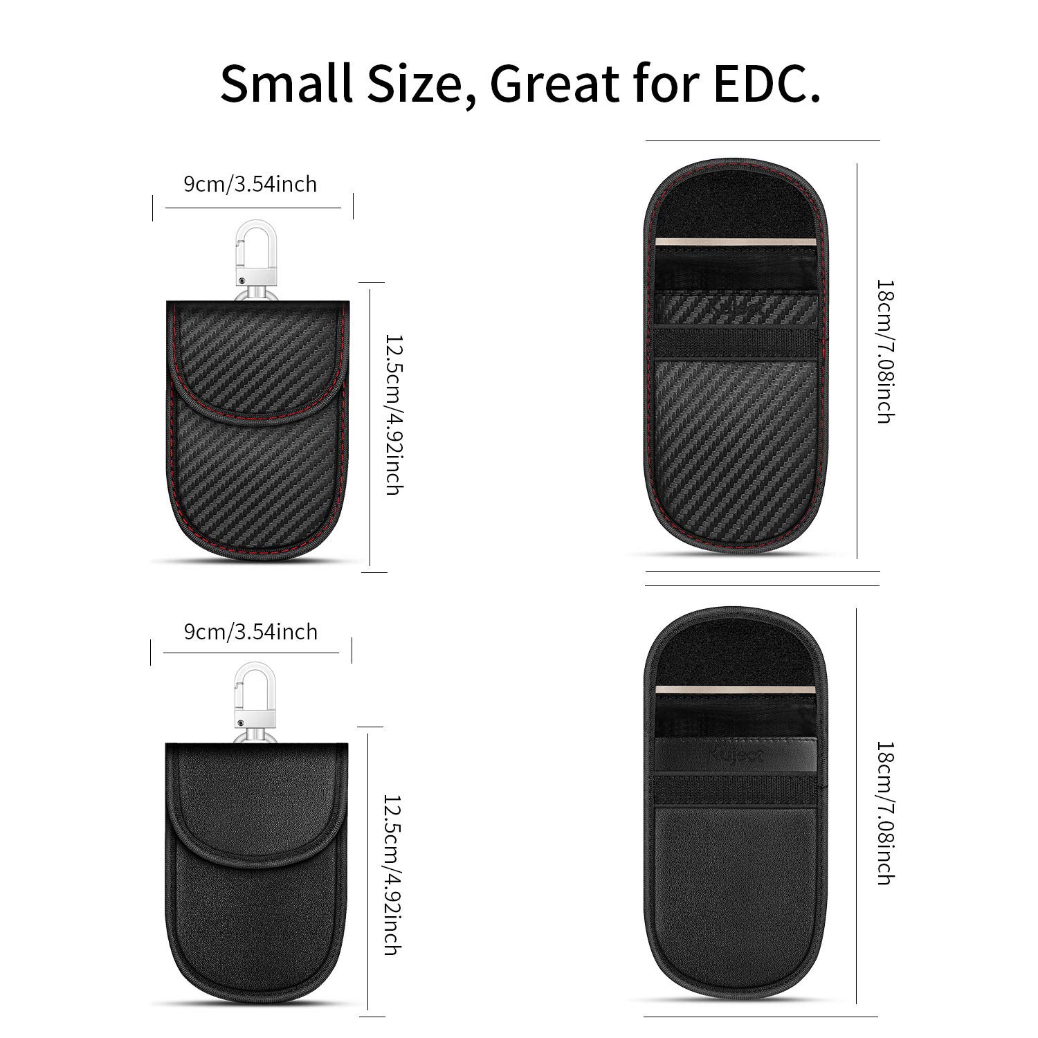 Faraday Key Fob Protector Bags (2 Different Pack), Kuject RFID Signal Blocking Pouch - Faraday Cage Car Key Anti Theft Signal Blocker Case