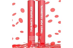 2 Pack Confetti Cannon Confetti Poppers | Biodegradable Red Confetti | TUR Party Supplies | Launches Up to 25ft | Giant (12 in) | Party Poppers for Graduation, Birthdays, Weddings, and Memorial Day
