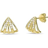 Lavari Jewelers 1/6 Carat Round Lab Grown Diamond Caged Earrings for Women I Elegant 18k Yellow Gold Plated 925 Sterling Silver Stud Earrings for Her I Hypoallergenic Push Back Studs