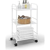 SunnyPoint 3-Tier Rolling Utility Cart – Metal Storage Organizer with Wheels, Mobile Kitchen Cart, Office & Home Organizer, W