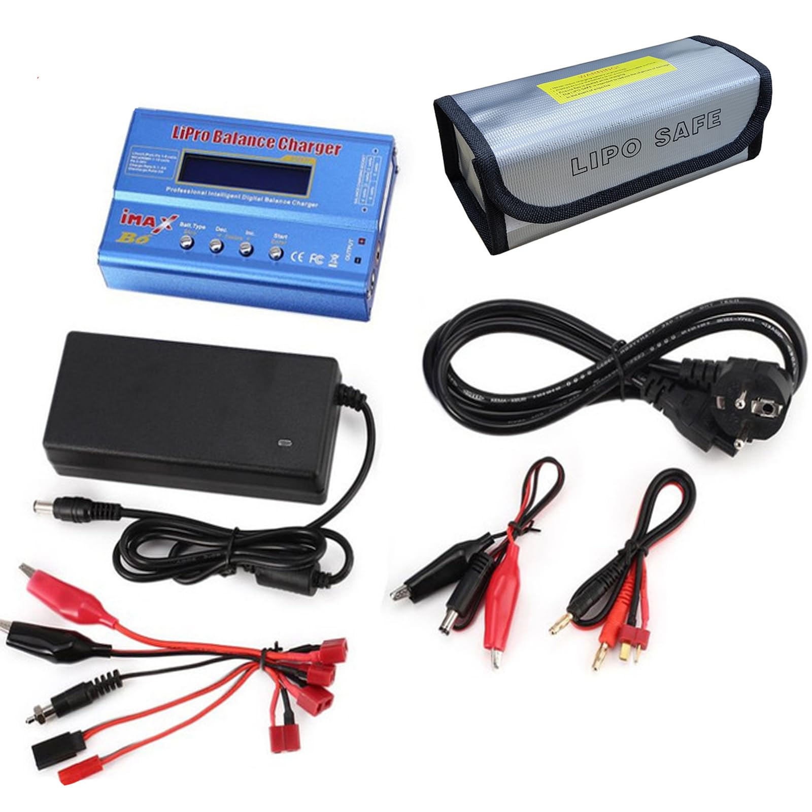 iMax B6 Professional RC Battery Charger Discharger - Balance Charge LiPo, Multi Function LiHV, LiFe, NiMH, NiCd, Lead Acid (1S-6S), Pb + Lipo Safe Bag