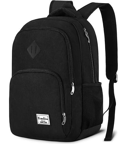 YAMTION Black Backpack for Women Men,Casual School Backpack Teen Boys and Girls 15.6 Inch Laptop Bookbag with USB Charger for College High School Travel Business : Electronics