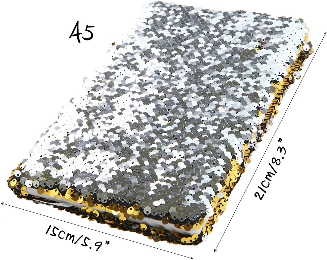 Magic A5 Reversible Sequin Notebook Sparkling Shiny Glittery Planner Journal Notebook Gift for Kids Adults (Gold) - Image 5