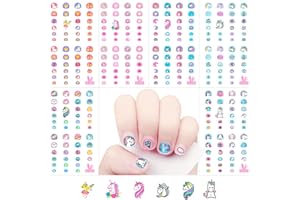Fanoshon Unicorn 3D Nail Art Stickers Decals Self-Adhesive for Kids Little Girls, 270+ Cute Nail Tip Star Crown Princess Nail Manicure for Fingernails Toenails Birthday Party Supplies Gift Favors