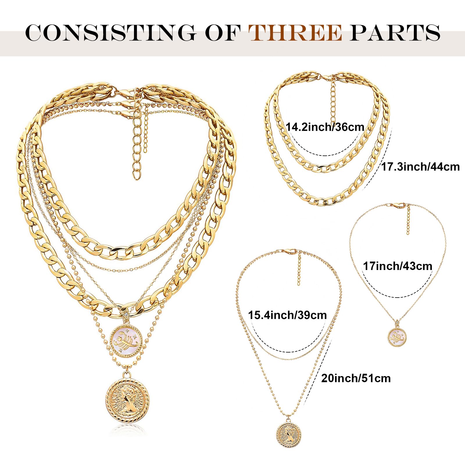 MJartoria Gold Layered Necklaces for Women Trendy