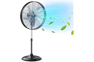 CCGIRU 5300 CFM 20" High Velocity Industrial Pedestal Fan, 3-Speed Professional Oscillating Standing Fan with Drum Head, Heavy Duty Metal Fan for Commercial, Warehouse, Garage, UL Listed