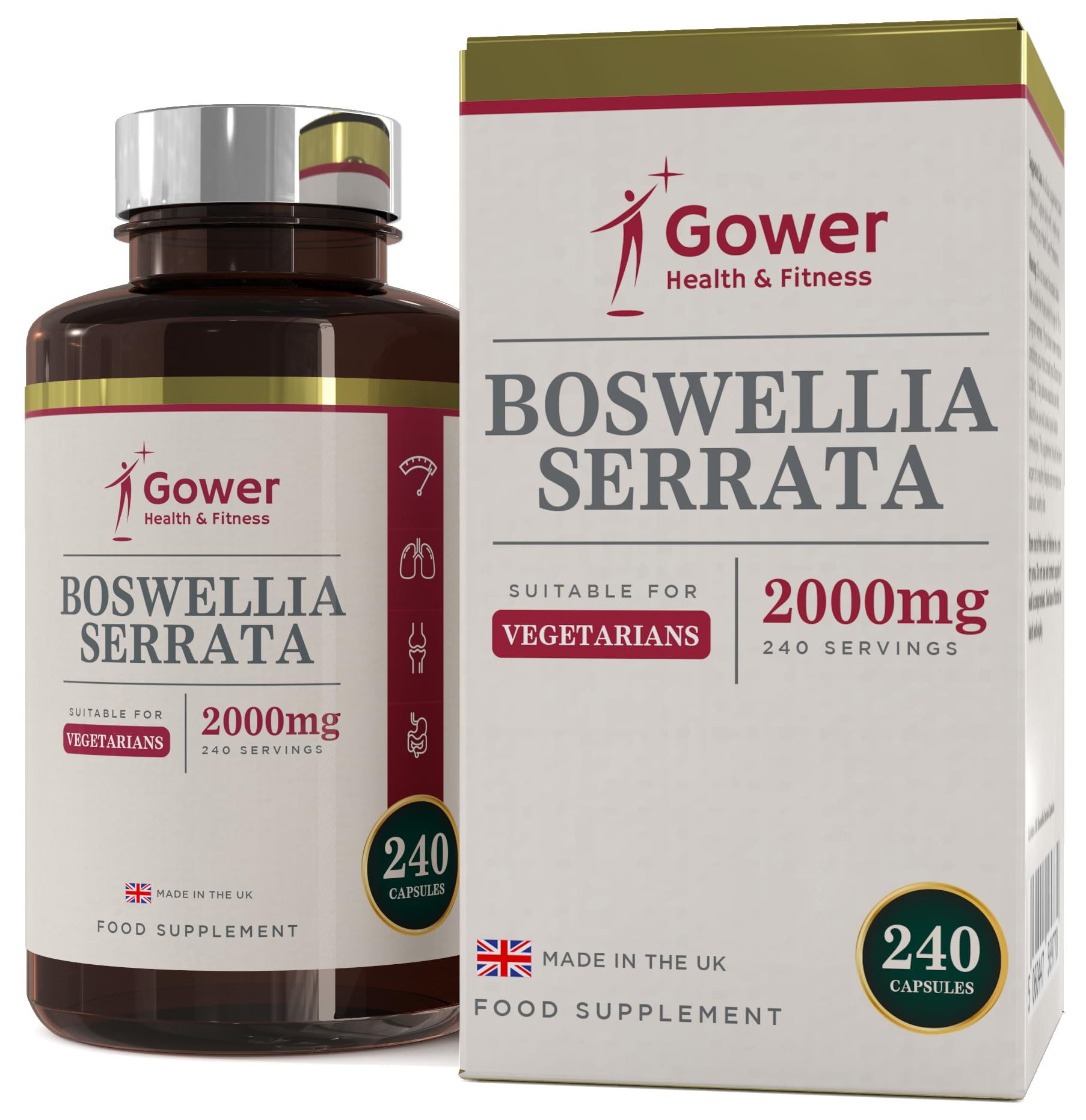 GH Boswellia Serrata 2000mg High Strength Capsules | 5:1 Boswellia Extract | 240 Vegan Capsules | Boswelia Frankincense Supplement | Non-GMO & Gluten Free | Made in The UK