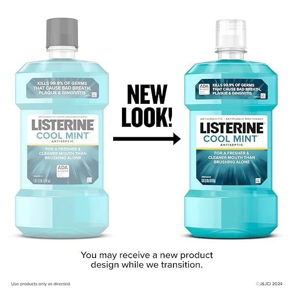 LISTERINE COOL MINT ANTISEPTIC MOUTHWASH, DAILY ORAL RINSE KILLS 99% OF GERMS THAT CAUSE BAD BREATH, PLAQUE AND GINGIVITIS FOR A FRESHER, CLEANER MOUTH, COOL MINT FLAVOR, 1.5 L