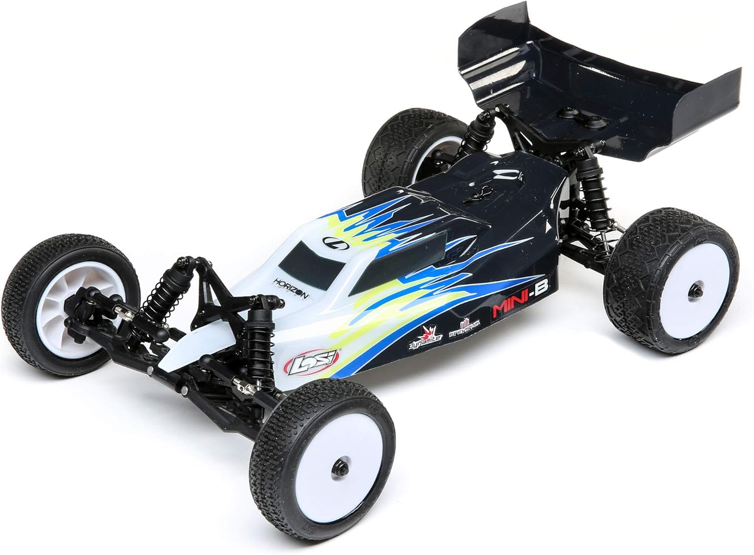 Losi RC Car 1/16 Mini-B Brushed RTR (Ready-to-Run, no Additional Items Needed) 2WD Buggy, Black/White, LOS01016T2: Toys & Games