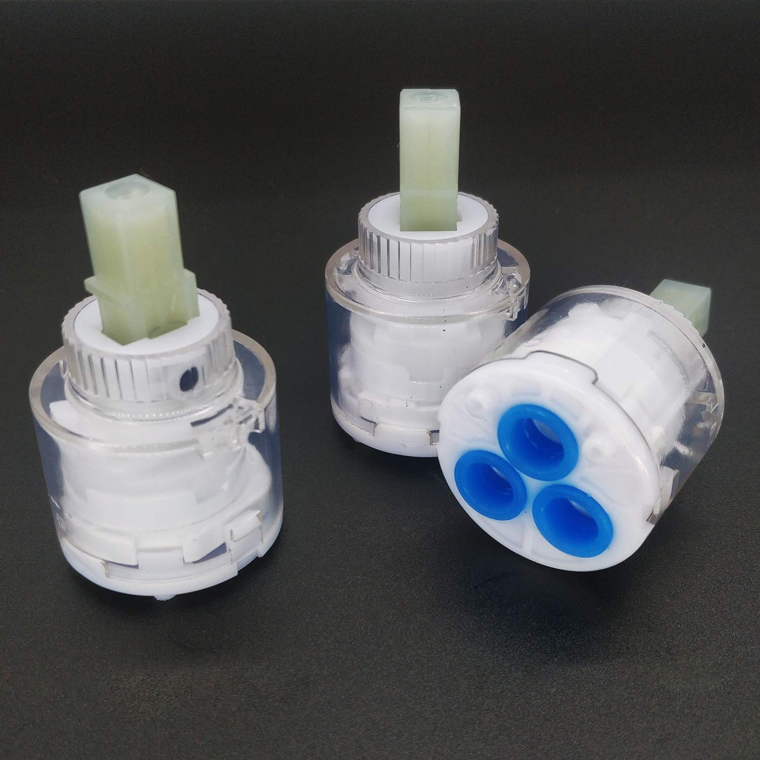 3PCS New 35mm Ceramic Disc Plastic Bath Basin Shower Lever Mixer Tap Inner Cartridge Replacement,Ceramic Cartridge Faucet Valve Mixer Tap (Transparent — image 1