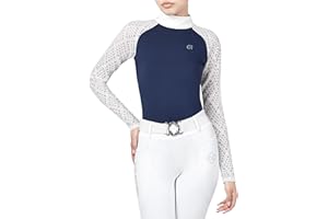 GemRebel Lace Long Sleeve Horse Riding Shirt Horseback Riding Shirts for Women Perfect Breathable Comfortable Rider Top