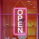 inShareplus 16.5"x 9" Super Bright Open Sign, Dimmable Open Signs for Business, Powered by USB with ON/OFF, Light up LED Open Sign for Coffee Shops, Stores Window (Pink-White)