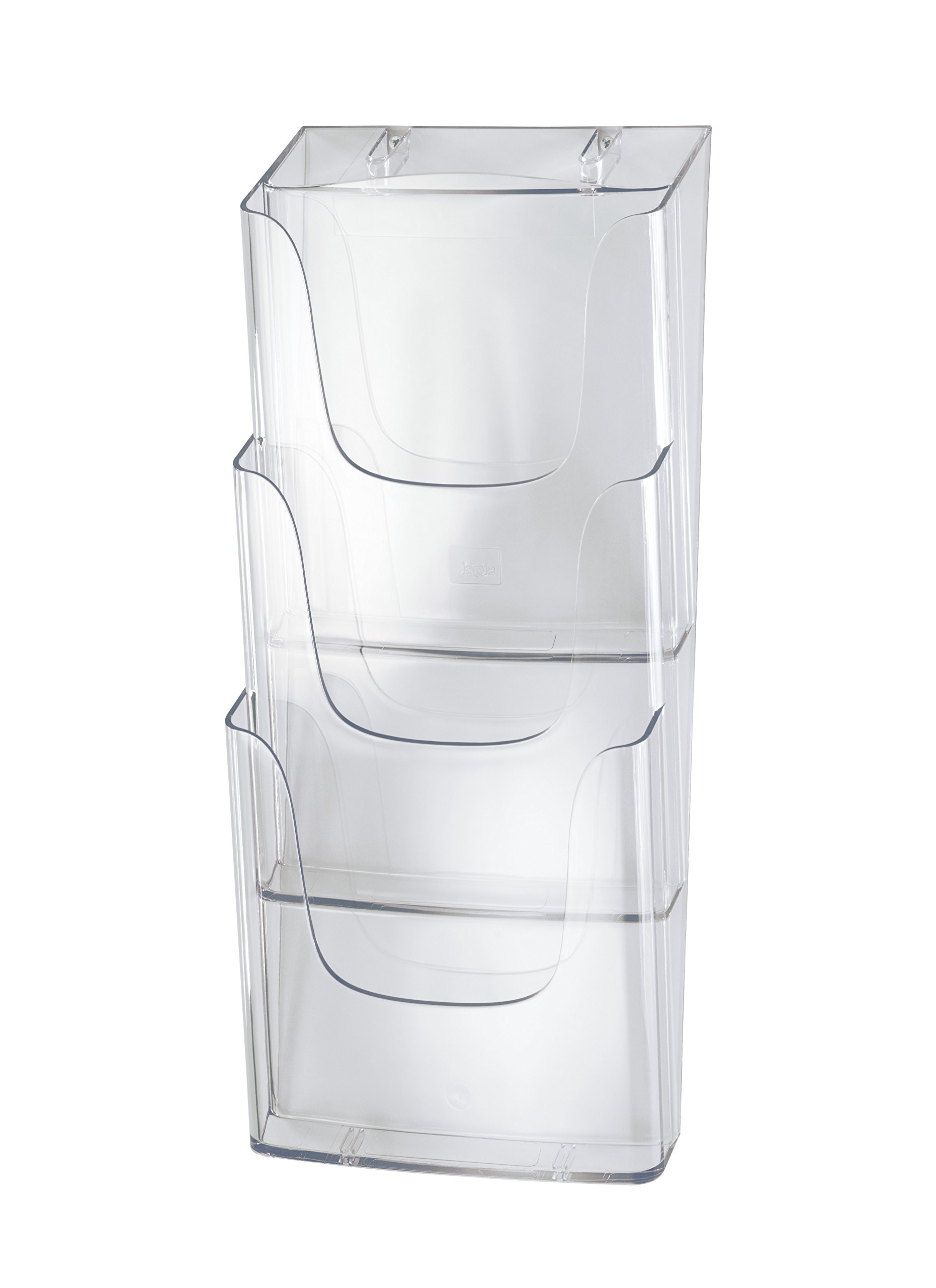 SIGEL LH135 Wall-Mounted Literature Holder, for A4, with 3 compartments, uv resistant acrylic, clear, 2 Pieces