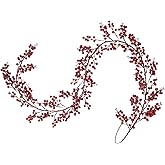 Lvydec Red Berry Garland Christmas Decoration - 6ft Artificial Red Berry Garland with Bendable Stems for Holiday Fireplace Stairs Table Decorations