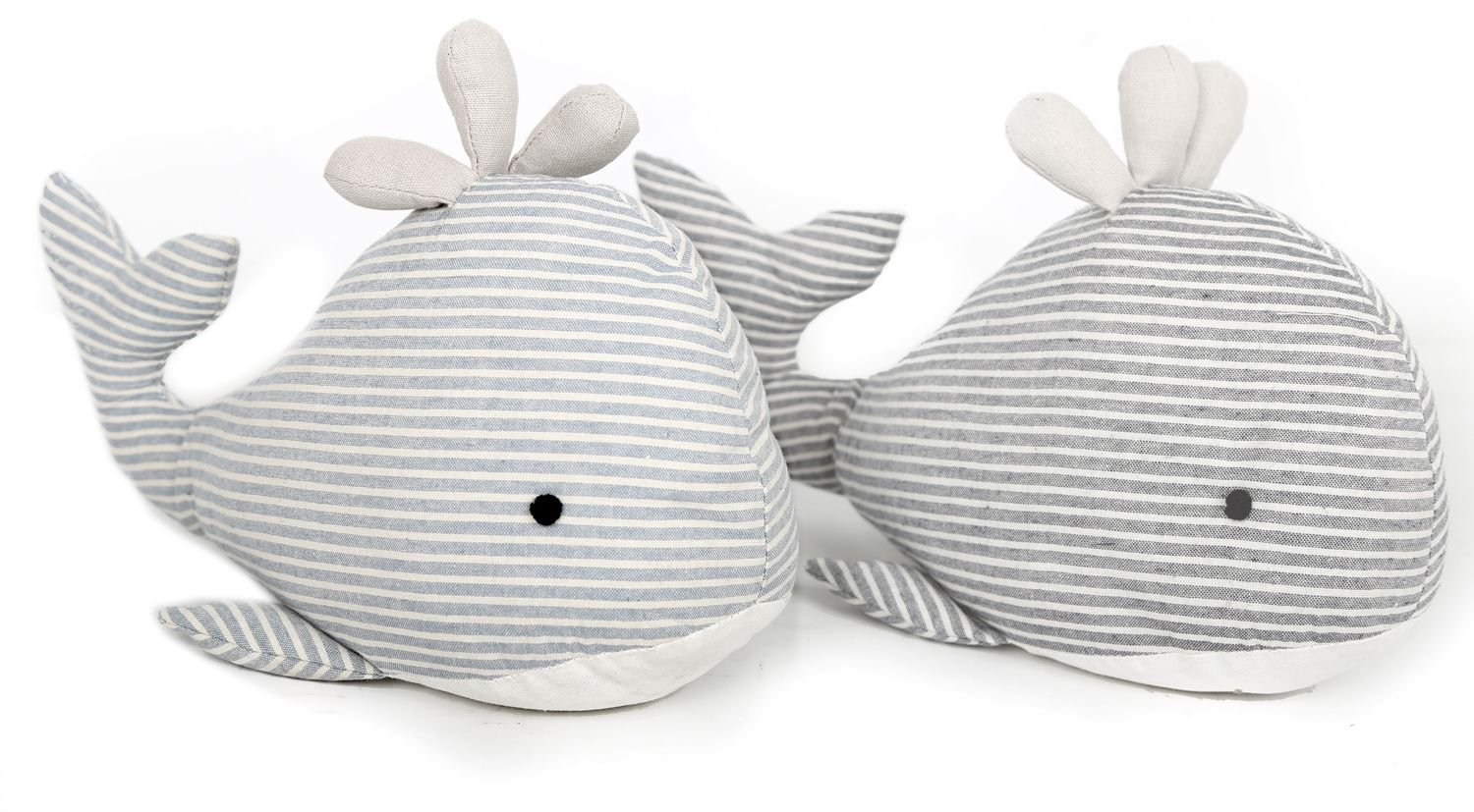 Fabric Seashore Whale Doorstop ~ Nautical Animal Door Stop, Blue Stripes, 33cm x 12cm x 19cm, 1kg