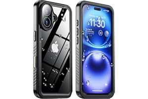 Justcool for iPhone 16 Case Waterproof, [12FT Military Drop Proof][IP68 Waterproof] Built-in Screen Protector Full Body Shockproof Dustproof Case for iPhone 16 6.1", Black