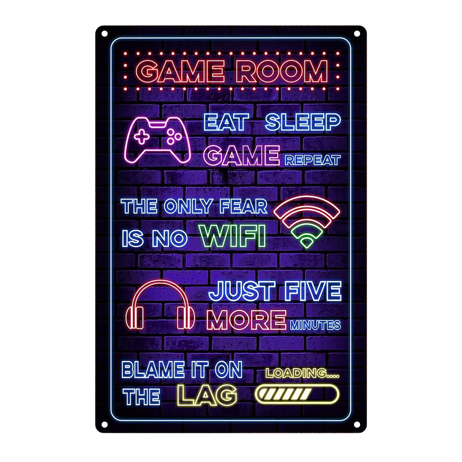 Gaming Neon Sign Gaming Room Accessories, 8 x 12 inch Funny Poster Gamer Sign with Simulated Neon Effect, Fortnite Gifts for Boys, Gaming Room Wall Gift for Teenager Bedroom Wall Door Decor