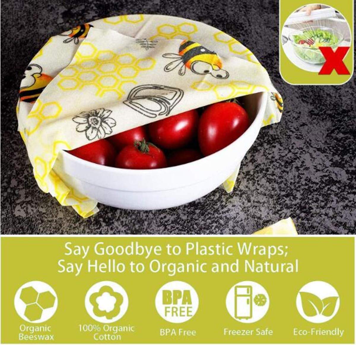 Beeswax Warp Wachspapier, 6er Set Wiederverwendbare Bienenwachstücher Bio Bienenwachs Lebensmittelverpackung Ve