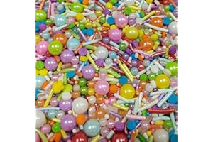 Rainbow Sprinkles for Cake Decorating, 3.35 oz Baking Edible Cake Decorations Pastel Jimmies Pearls Sprinkle Mix for Donut Co