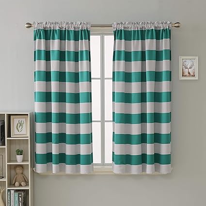 Amazon Com Deconovo Striped Room Darkening Curtains Wave Striped