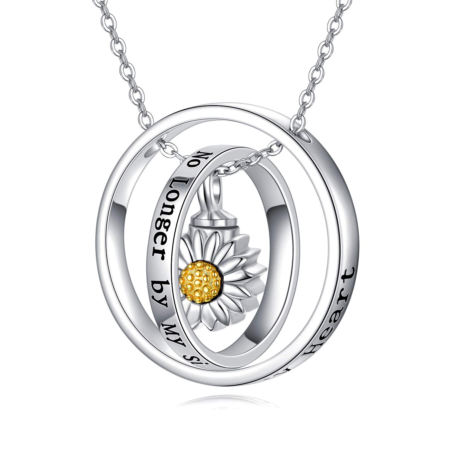 Urn Necklace for Ashes S925 Sterling Silver Daisy Sunflower Rings Pendant Urn Pendant Cremation Jewellery Memorial Keepsake Gifts for Women — image 1