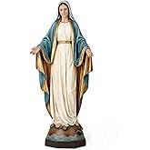 BC Catholic Our Lady of Grace Statue, 13.5" H Blessed Holy Mother Virgin Mary Figure for Altar, Religious Gift to Mom, Devout Home Decor, Hand Painted by Buildclassic
