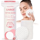 ICOTLE Extra Large Cotton Rounds, XL 3.14 in Pure Cotton, 100 Count | XL size, 100% pure cotton, lint-free. Round cotton pads for makeup removal, toner and nail polish.