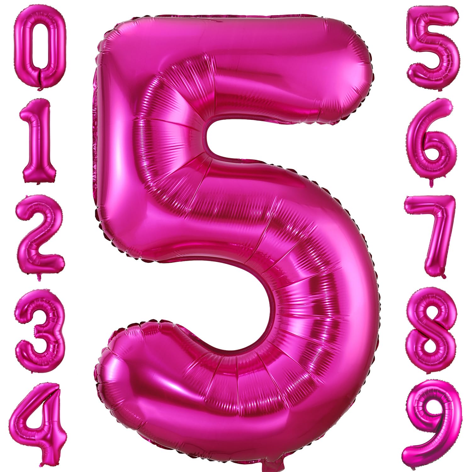 Photo 1 of BBPOOL 5 Balloon Number Hot Pink 5 Birthday Balloon 40 inch Foil Mylar Large 5 Balloon Numbers for Birthday Party Anniversary Festival