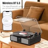 Udreamer Record Player with Built-in Speakers Bluetooth Belt Drive 3 Speeds view 3