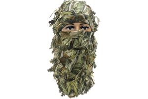 Favuit Ghillie Camouflage Leafy Hat, Camo 3D Leaf Face Mask Full Coverage Breathable Hunting Mask Headwear Camo Turkey Hunting Accessories
