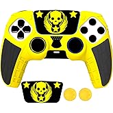 Silicone Skin for PS5 Controller Rubber Case Protector with Touchpad Sticker for PS5 Controller Cover (Black Yellow)
