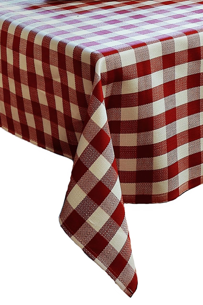 texpot Tablecloth 140 x 180 cm Ruby White Checked Cotton 2 cm Checked