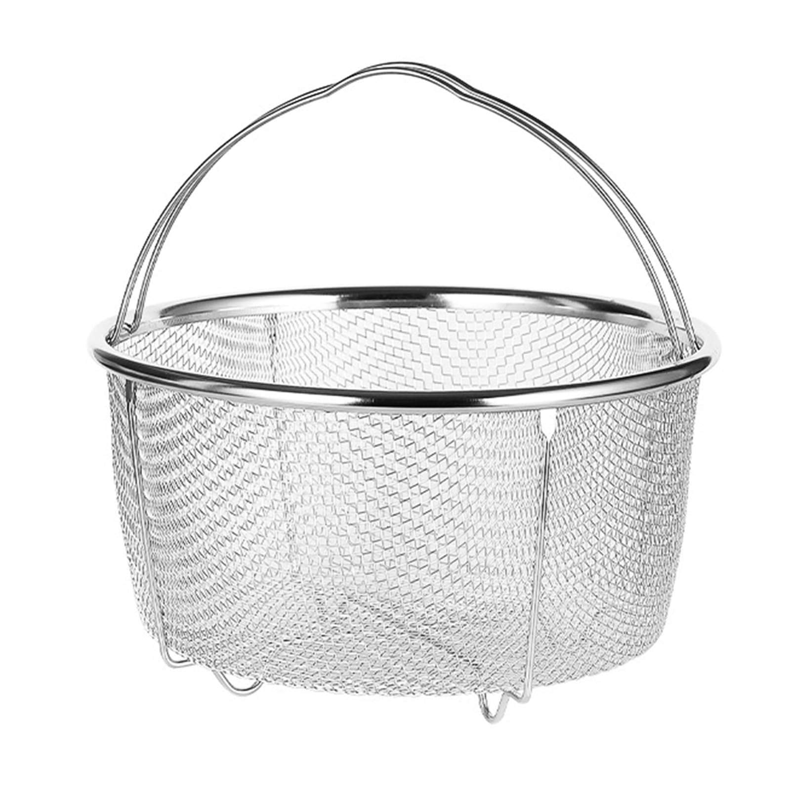 Stainless Steel Mesh Steaming Basket with Comfortable Handles Heat Resistant Steamer Pot Mesh for Cooking Kitchen (18CM)