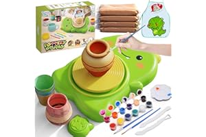 Skirfy Kit de mini roue de poterie pour débutants et enfants avec lumière, roue électrique en céramique avec pédale et kit de