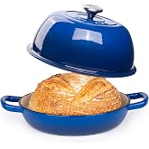 Enamelled Cast Iron Dutch Oven Pot &ndash; Dutch Oven For Sourdough Bread Baking &ndash; Cast Iron Bread Pot &ndash; Dark Blue, 6 Quarts, 26cm &ndash; by Nuovva
