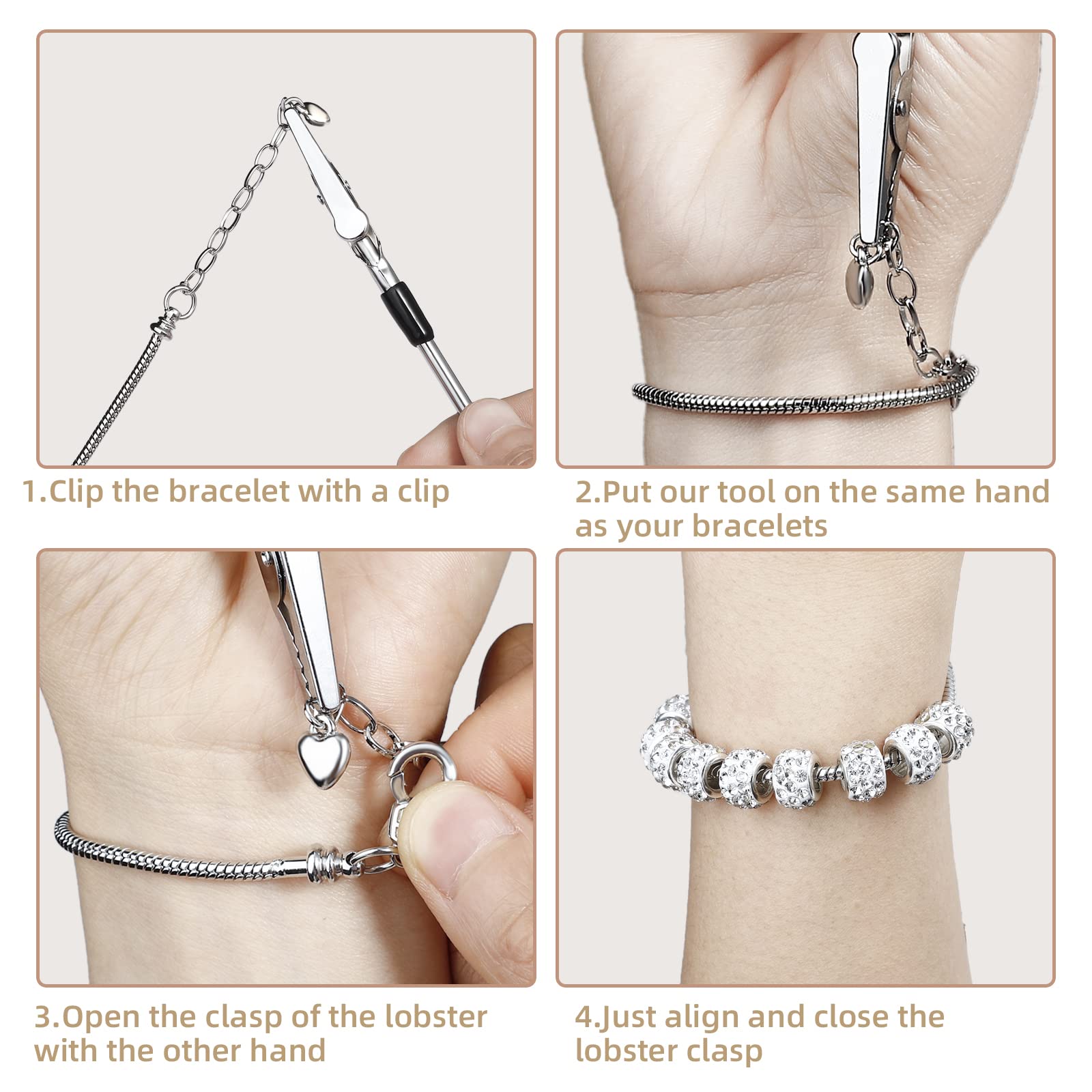 20 Pieces Snake Chain Charm Bracelet with Bracelet Helper Adjustable Snake Charm Bracelet Chains with Heart Lobster Clasp Extender Chain DIY Bracelet Chain for Women Jewelry Making Gifts Supplies